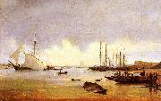 Anton Ivanov Fishing Vessels off a Jetty oil painting